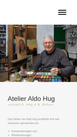 Vorschau der mobilen Webseite www.aldo-hug.ch, Atelier Aldo Hug
