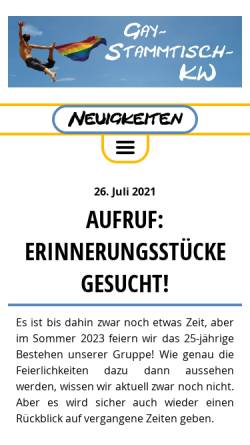 Vorschau der mobilen Webseite www.gay-stammtisch-kw.de, Gay-Stammtisch-KW