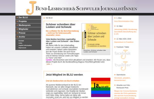 Vorschau von www.blsj.de, Bund Lesbischer und Schwuler JournalistInnen e.V. (BLSJ)