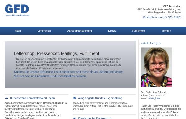 Vorschau von www.gfd-lettershop.de, GFD Gesellschaft für Datenverarbeitung mbH