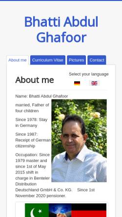Vorschau der mobilen Webseite bhattiabdulghafoor.de, Ghafoor, Bhatti Abdul