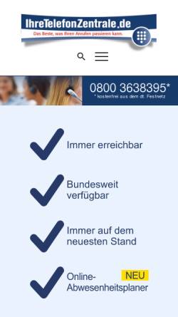 Vorschau der mobilen Webseite www.ihretelefonzentrale.de, IhreTelefonzentrale.de, Inh. Gerd Bornwasser