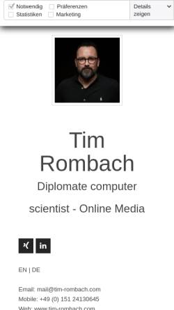 Vorschau der mobilen Webseite www.tim-rombach.com, Rombach, Tim