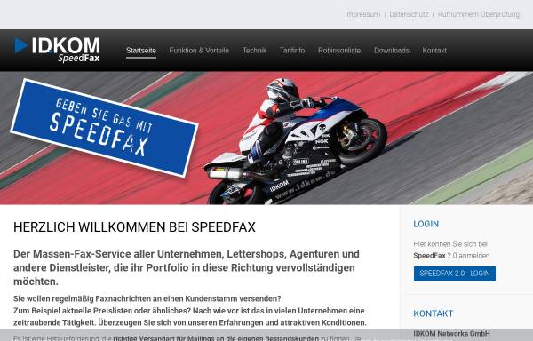 Vorschau von www.speedfax.info, SpeedKom GmbH, Klaus Giehl und Bernd Buhmann