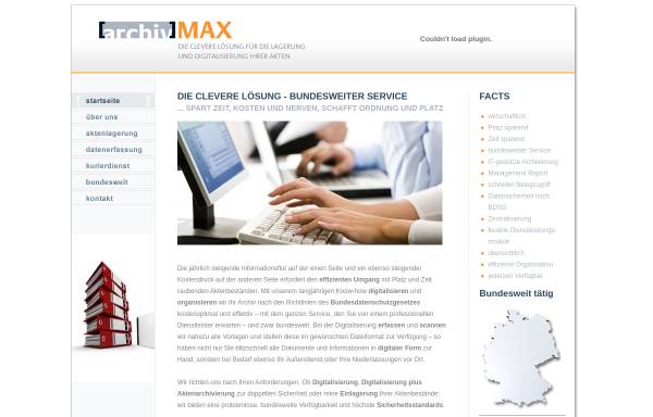 Vorschau von www.archivmax.de, ArchivMAX Aktenlagerung und Digitalisierung GmbH