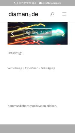 Vorschau der mobilen Webseite diaman.de, Digitales Datenmanagement Dirk Lauer