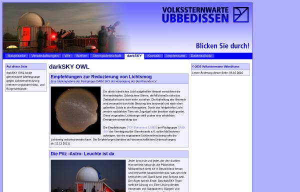 Vorschau von www.volkssternwarte-ubbedissen.de, DarkSky OWL - Aktion gegen Lichtverschmutzung