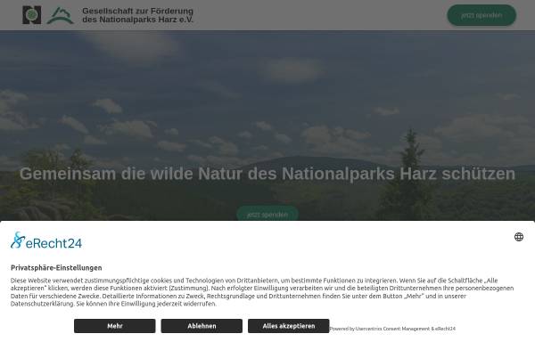 Vorschau von www.gfn-harz.de, Gesellschaft zur Förderung des Nationalparks Harz e. V.