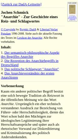 Vorschau der mobilen Webseite ur.dadaweb.de, Anarchie - Zur Geschichte eines Reiz- und Schlagwortes