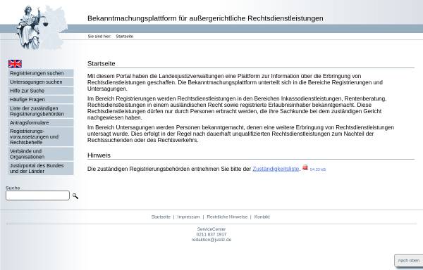 Vorschau von www.rechtsdienstleistungsregister.de, Justizportal - Verfahren