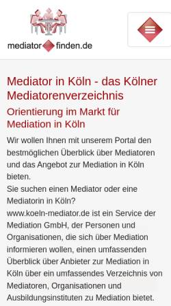 Vorschau der mobilen Webseite www.koeln-mediator.de, koeln-mediator.de Das Mediatorenverzeichnis für Köln