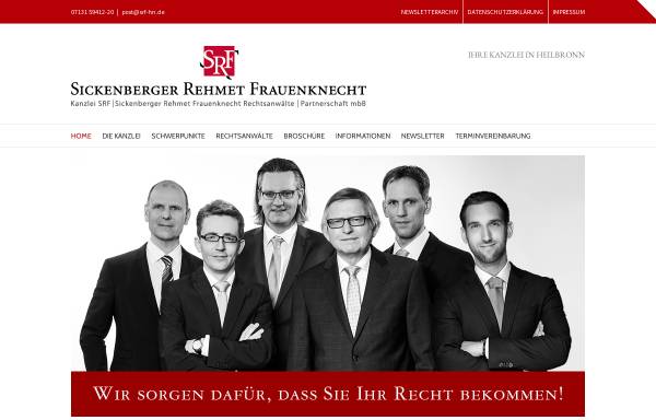 Vorschau von www.srf-hn.de, Rechtsanwaltskanzlei SRF-Sickenberger Rehmet Frauenknecht