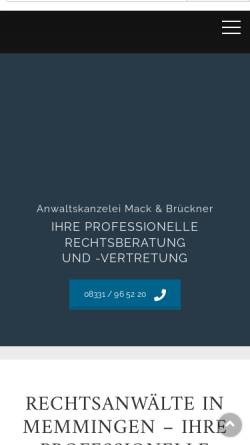 Vorschau der mobilen Webseite www.anwaltskanzlei-mack-brueckner.de, Rechtsanwaltskanzlei Mack Brückner Braun