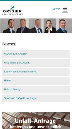 Vorschau der mobilen Webseite www.grygier.de, Grygier Rechtsanwälte