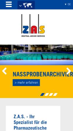 Vorschau der mobilen Webseite www.zas-archiv.de, ZAS Zentral Archiv Service GmbH