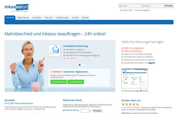Vorschau von www.inkasso-sofort.de, SweBo Anwaltssozietät