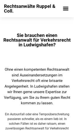 Vorschau der mobilen Webseite www.rechtsanwalt-verkehrsrecht-ludwigshafen.de, Ruppel und Collegen