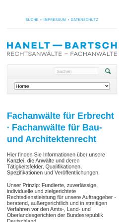 Vorschau der mobilen Webseite hanelt-bartsch.de, Hanelt - Bartsch - Lehrmann Rechtsanwälte