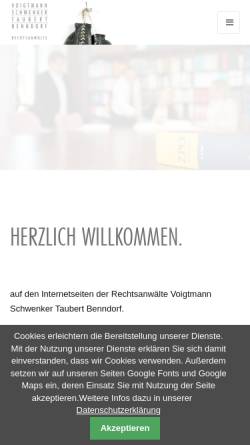 Vorschau der mobilen Webseite www.voigtmann-partner.de, Kanzlei Voigtmann Schwenker Taubert Benndorf