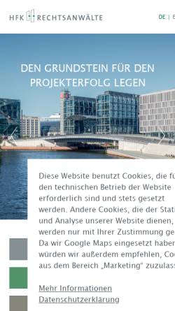 Vorschau der mobilen Webseite hfk.de, HFK Rechtsanwälte