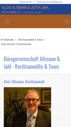 Vorschau der mobilen Webseite www.altmann-jahl.de, Rechtsanwälte Jahl - Dorn - Lach