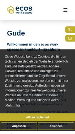 Vorschau der mobilen Webseite www.ecos-office.com, Ecos Office Center GmbH & Co. KG