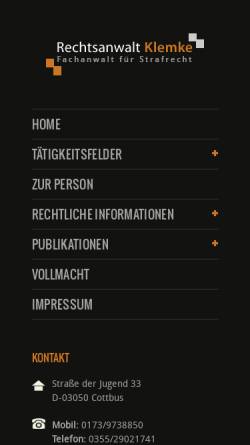 Vorschau der mobilen Webseite www.olaf-klemke.de, Olaf Klemke