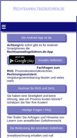 Vorschau der mobilen Webseite www.rechtsanwaltsgebuehren.de, Rechtsanwaltsgebuehren.de