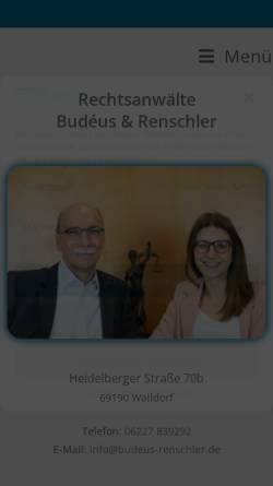 Vorschau der mobilen Webseite www.budeus-renschler.de, Kanzlei Budéus & Renschler
