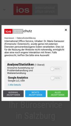 Vorschau der mobilen Webseite www.virtual-office-salzburg.at, IOCS International Office Center Salzburg