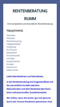 Vorschau der mobilen Webseite www.rentenberatung-rumm.de, Kanzlei für Rentenberatung Ursula Schönau-Rumm