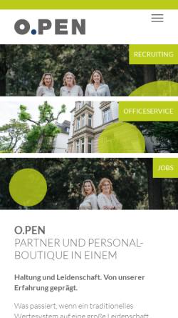 Vorschau der mobilen Webseite www.o-pen.de, O.PEN Büro- und Personalservice GmbH