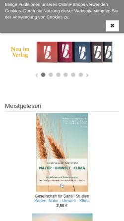 Vorschau der mobilen Webseite www.bahai-verlag.de, Bahá’í-Verlag Deutschland