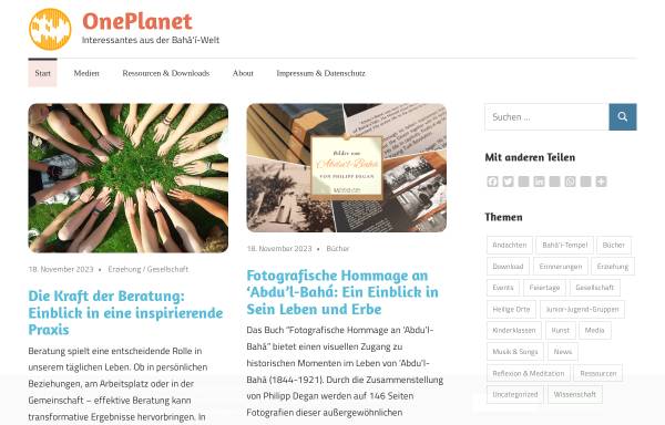 Vorschau von 1planet.de, OnePlanet