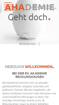 Vorschau der mobilen Webseite akademie-re.de, Evangelische Akademie Recklinghausen e.V.