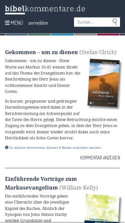 Vorschau der mobilen Webseite www.bibelkommentare.de, bibelkommentare.de
