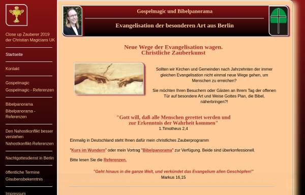 Vorschau von www.evangelisation-gospel-magic.de, Evangelisation der besonderen Art