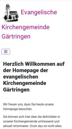 Vorschau der mobilen Webseite www.evki-gaertringen.de, Ev. Kirchengemeinde Gärtringen