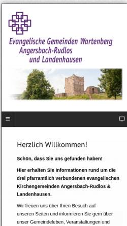 Vorschau der mobilen Webseite www.wartenberg-evangelisch.de, Evangelische Kirchengemeinden Angersbach, Landenhausen und Rudlos