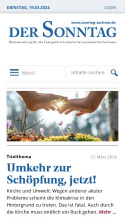 Vorschau der mobilen Webseite www.sonntag-sachsen.de, Der Sonntag (Sachsen)