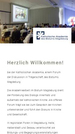Vorschau der mobilen Webseite www.katholische-akademie-magdeburg.de, Katholische Akademie des Bistums Magdeburg