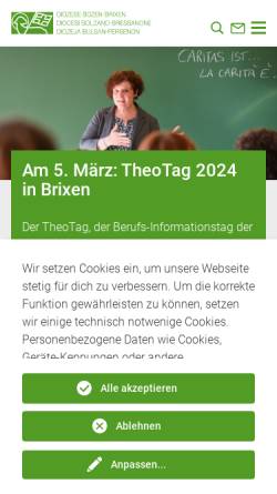 Vorschau der mobilen Webseite www.bz-bx.net, Diözese Bozen-Brixen