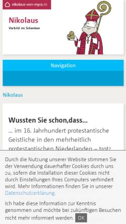Vorschau der mobilen Webseite www.nikolaus-von-myra.de, Nikolaus von Myra