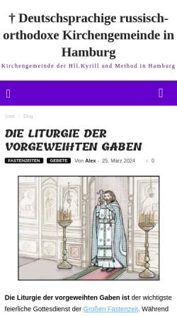 Vorschau der mobilen Webseite www.deutsch-orthodox.de, Deutschsprachige russisch-orthodoxe Kirche der Hll.Kyrill und Method in Hamburg