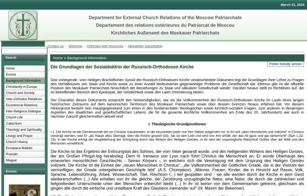 Vorschau von www.orthodoxeurope.org, Die Grundlagen der Sozialdoktrin der Russisch-Orthodoxen Kirche