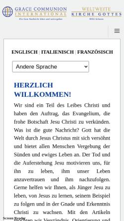 Vorschau der mobilen Webseite www.wkg-ch.org, Weltweite Kirche Gottes Schweiz