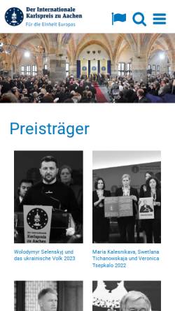 Vorschau der mobilen Webseite www.karlspreis.de, Frère Roger - Träger des Karlspreises