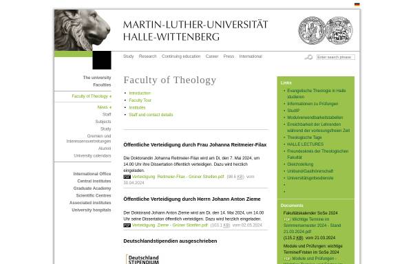 Vorschau von www.theologie.uni-halle.de, Theologische Fakultät (evangelisch) der Universität Halle