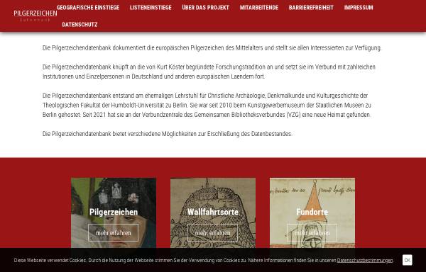 Vorschau von www.pilgerzeichen.de, Pilgerzeichendatenbank