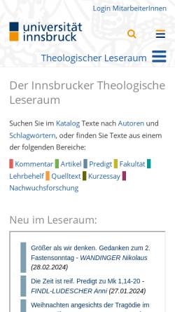 Vorschau der mobilen Webseite www.uibk.ac.at, Theologischer Leseraum